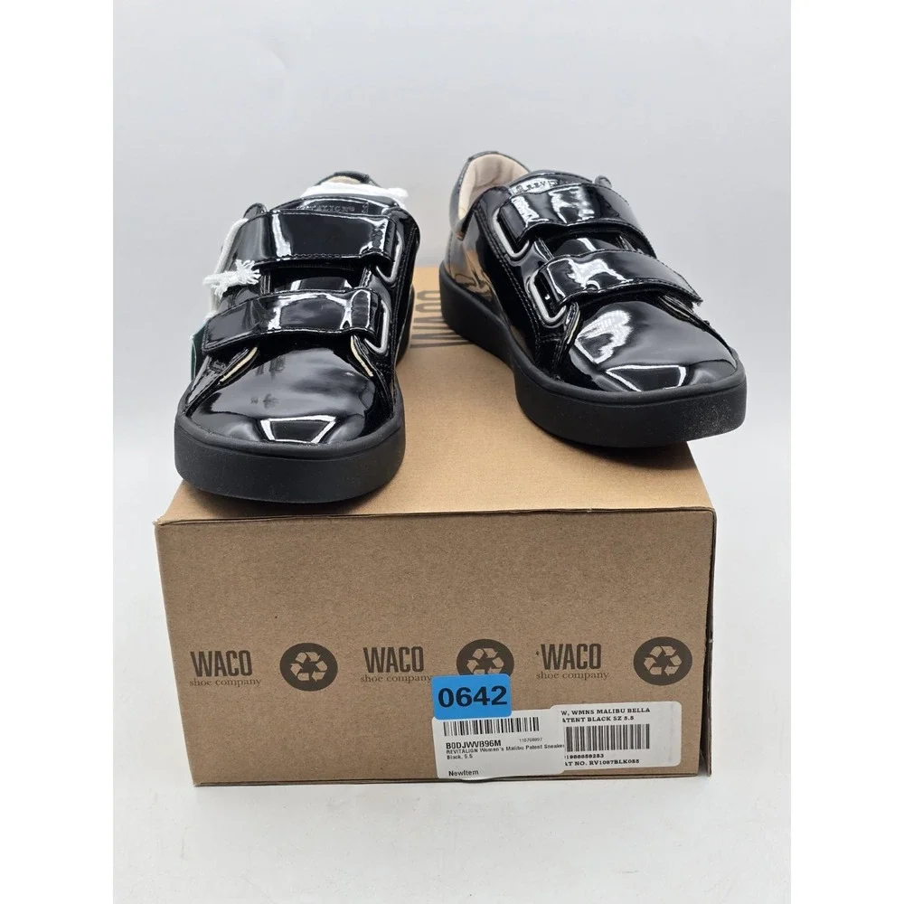 NEW Revitalign Orthotic Black Solid Sneakers Malibu Bella Patent Sz 5.5 B Narrow